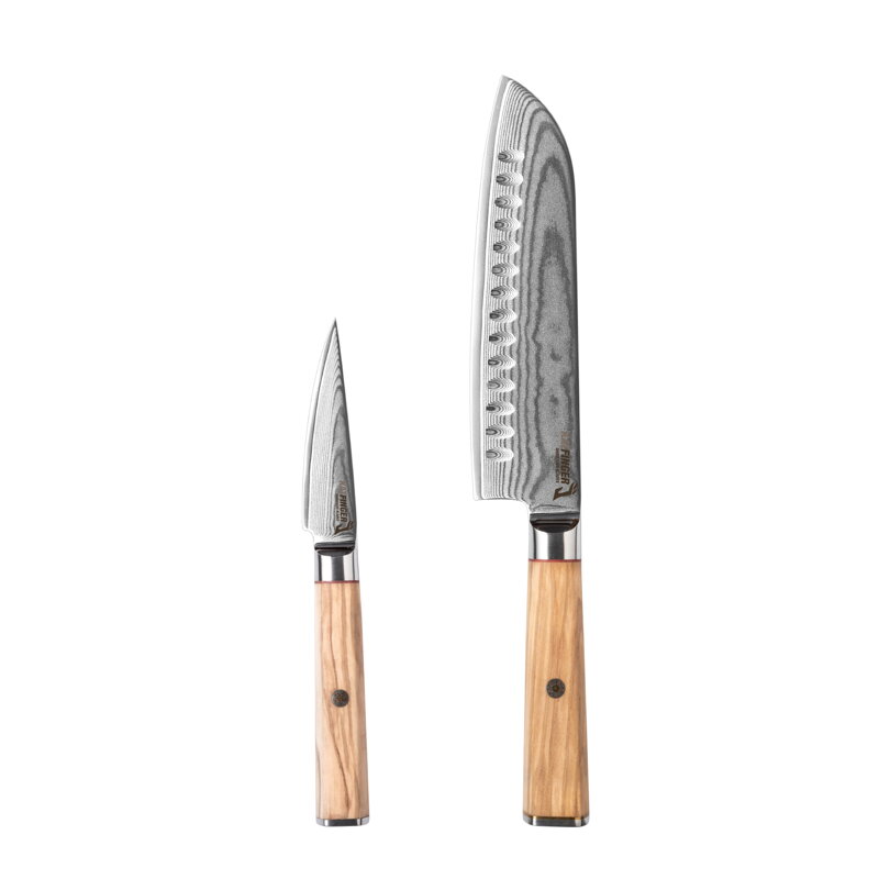 KATFINGER | Basic Olive S "Santoku" | sada damaškových nožů 2ks | KFs406